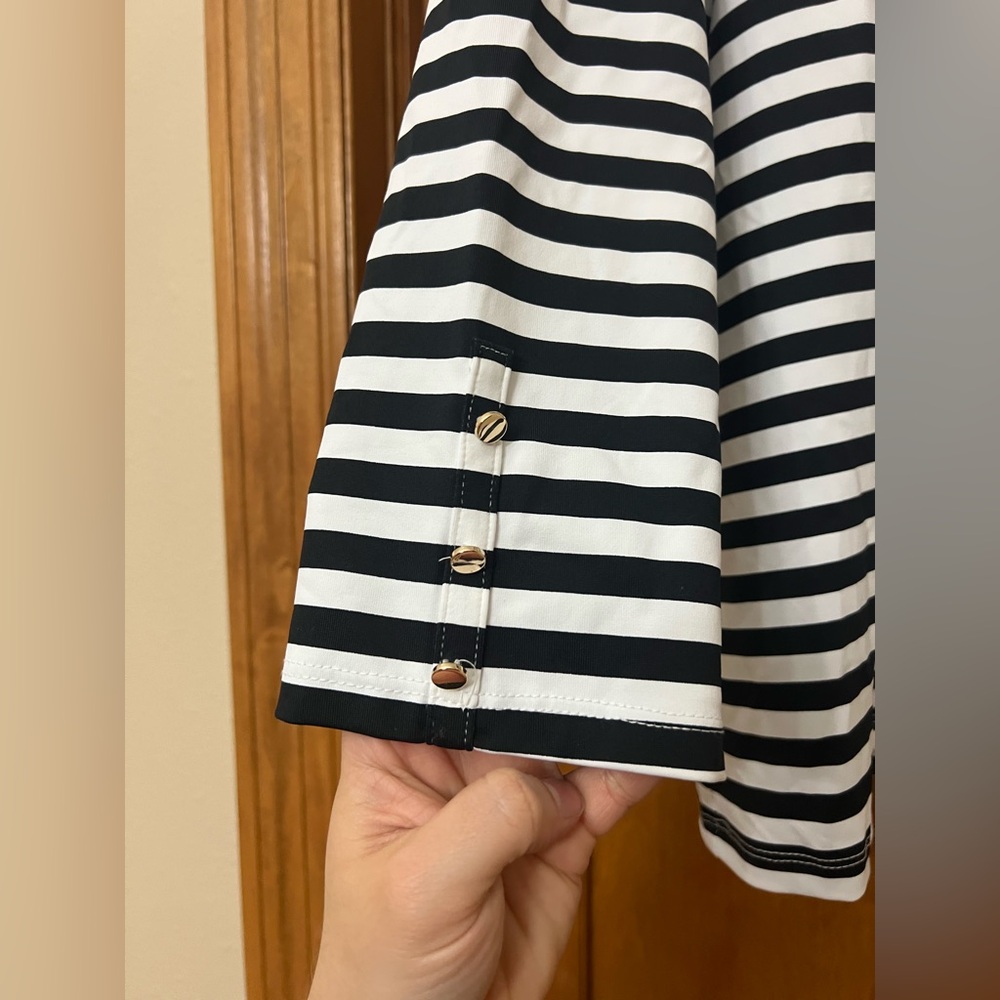 Talbots Black and White Striped Career Blouse Shirt Size XL NWT - Picture 5 of 8